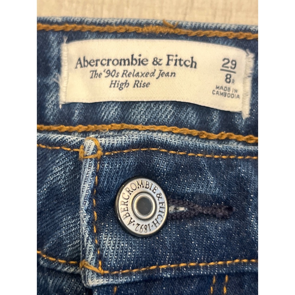 Abercrombie &‎ Fitch 90s Relaxed Jean High Rise Blue Denim 29 8R Womens